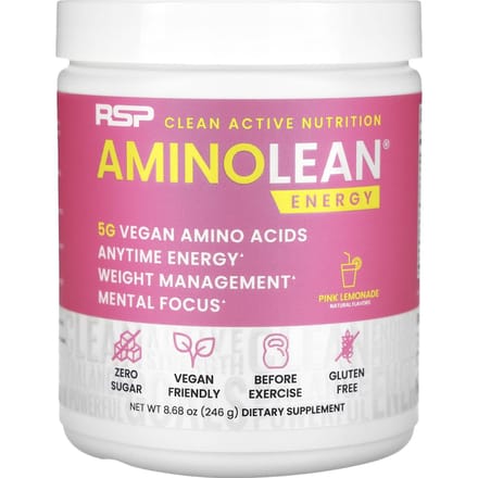 RSP Nutrition, AminoLean, Énergie, Limonade Rose, 8,68 oz (246 g)