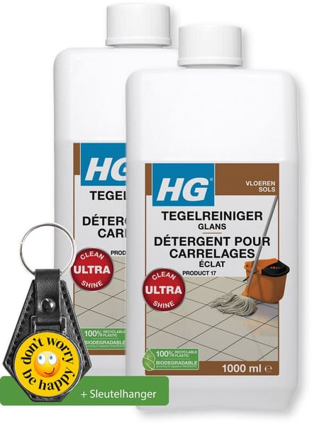 HG Vloertegel Glans Reiniger - 1000 ml - 2 Stuks - inclusief sleutelhanger