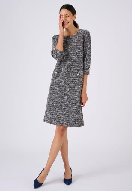 Damart - Tweed jurk - Dames - Blauw - 48