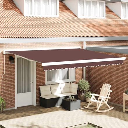 vidaXL - Luifel - handmatig - uittrekbaar - 400x300 - cm - bruin