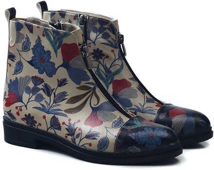 Goby Floral Dames Boots - Vegan Leer - Handgemaakt - Maat 37