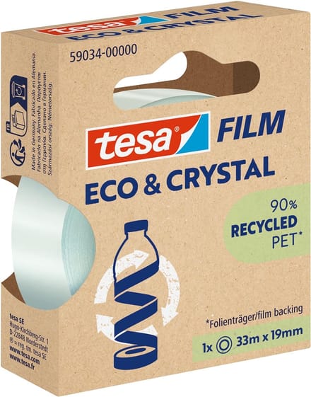 Plakband Tesa eco&crystal 59034 19mmx33m transparant blister | 10 stuks