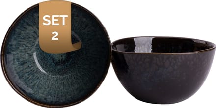Palmer - Schaal - Kom - Eccentric - 85 cl - 15 cm - Blauw - Stoneware - Schalenset - 2 stuks