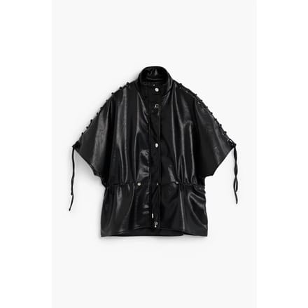 Leren poncho met koorden vrouw Desigual