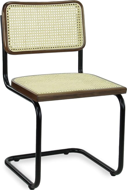 Workliving Bas Eetkamerstoel - Rotan Design Walnoot / Zwart