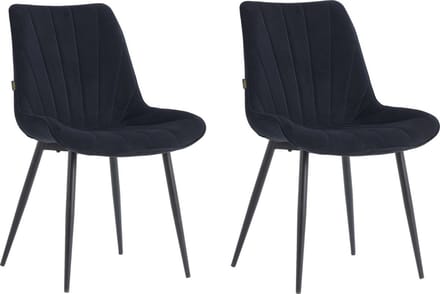 Colenis® - Lesedi Eetkamerstoel - Set Van 2 - Zwart - Velvet