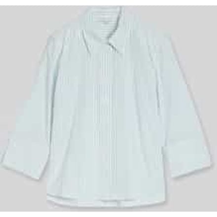 Tom Tailor - Popeline overhemdblouse met 3/4-mouwen - Maat 44 - blue haze white thin stripe