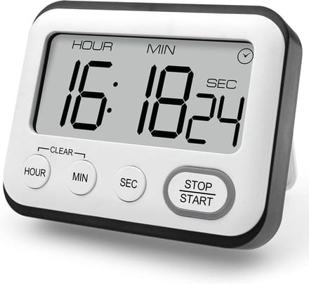 Thijox - Multifunctionele Keukentimer, Digitale Timer & Klok met Groot LCD-Display, Stopwatch, Wekker, Kooktimer met Grote Cijfers voor Keuken, Campin