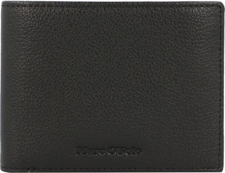 Marc O'Polo Leren Portemonnee Pete Wallet With Flap Black Zwart
