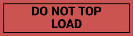 Do not top load sticker, oranje zwart 200 x 50 mm