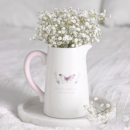Something Different - White Butterfly Print Ceramic Bloemenkan - Multicolours