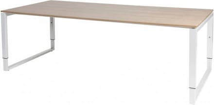Vergadertafel - Verstelbaar - 220x100 Havana Kersen - wit frame