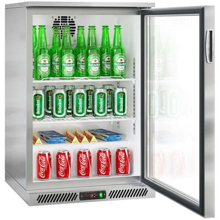 GGM Gastro Barkoelkast - 600mm - 130 Liter - met 1 glazen klapdeur - RVS zilver