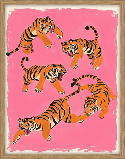 HomeBound by KY | Schilderij met frame tigers | schilderij | 55x70x3,3cm