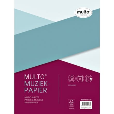 Multo Interieur muziekpapier A4- pak 50 vel - 80 gram - 23-gaats