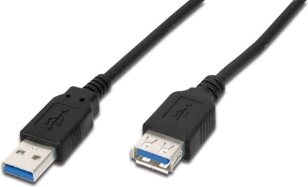 Digitus AK-300203-018-S USB-kabel USB 3.2 Gen1 USB-A stekker, USB-A bus 1.80 m Zwart Afgeschermd (drievoudig)