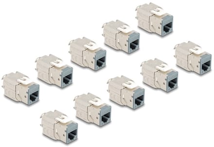 Delock Keystone Modul RJ45 jack to LSA Cat.6A toolfree grey set 10 pieces