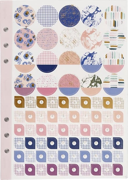 Stickerboek, bloemen, A5, goud, paars, roze, 1 stuk