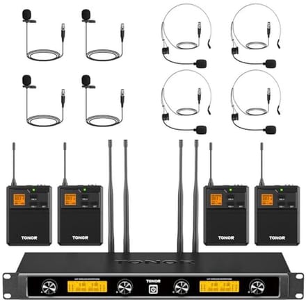 Draadloos Microfoonsysteem met Dubbele Headset en Bodypack-zender voor Professionele Audio-opnames