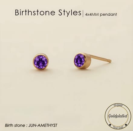 Borasi Birthstone Oorbellen Juni | Goldplated | Paars | Dames Sieraden |