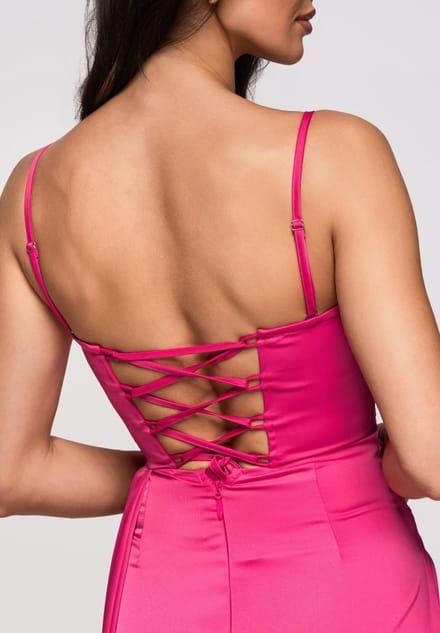 LARICA Jurk - Slim Fit - Rits - Gebloemd Fuchsia M