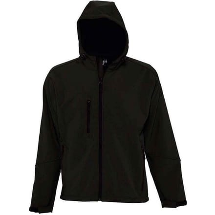 SOLS Heren Replay Soft Shell Jas met capuchon (Zwart)