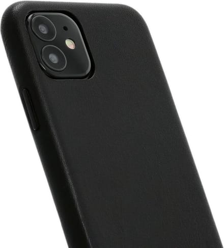 Minim Apple iPhone 12 Mini Hoesje Back Cover Echt Leer Zwart
