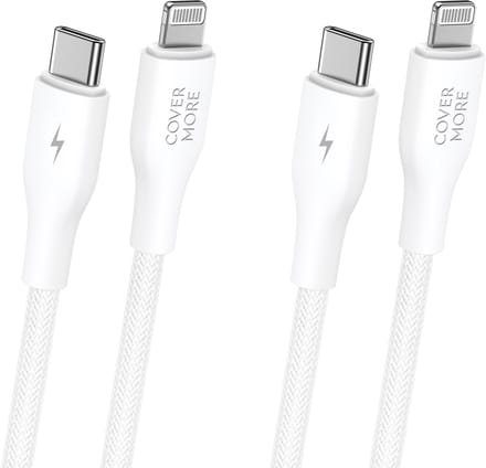 Usb-c naar Lightning kabel - Oplaadkabel geschikt voor iPhone - Snellader - Oplaadkabel - Stevig - Nylon - 1m - Wit - 2 stuks