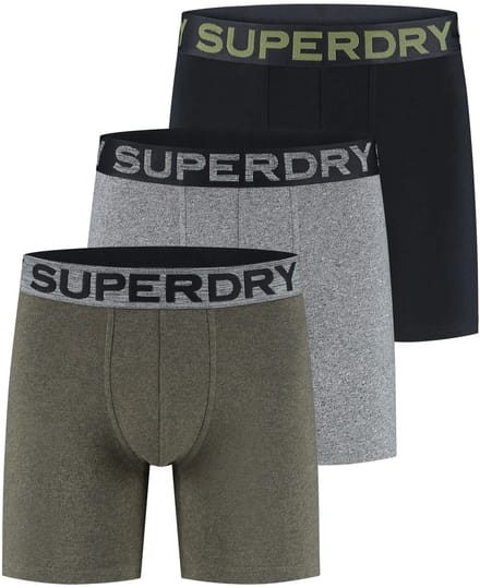 Superdry BOXER TRIPLE PACK Heren Onderbroek - Krst Black Mga Grit/Wnter Khki Grit/Blck