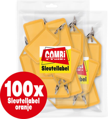 Combi-Label openklapbare Sleutellabels oranje met inlay - Sleutelhanger - Naamlabel – openklapbaar 100 stuks