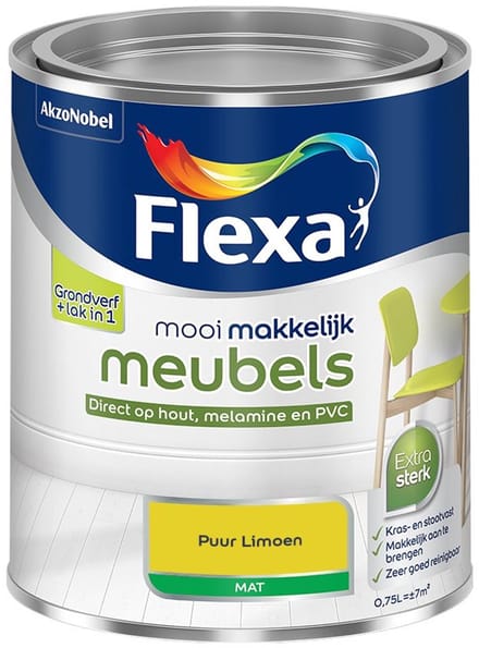 Flexa - Mooi Makkelijk Meubels Mat - Puur Limoen - Mengverf - 750 Ml