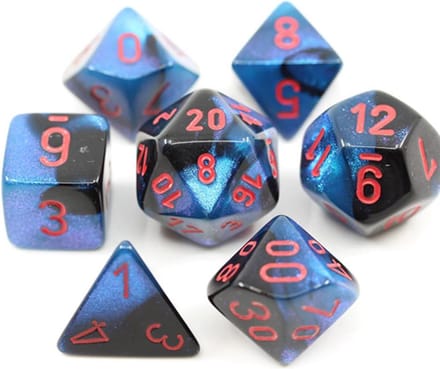 Chessex Gemini® Mini-Polyhedral Black-Starlight™/red 7-Die Set