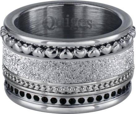 Quiges Dames Stapelring Set RVS Verzilverd - Maat 18 - Hoogte 10mm - SRS00218