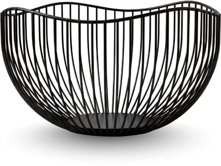 Baulk® - Fruitschaal zwart – Fruitmand – Metaal – Modern – Medium – 25cm - Golvend recht