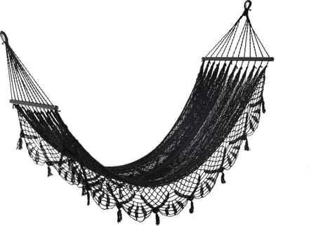 J-Line Hangmat Gehaakt Zwart 220 x 77cm