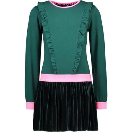 B-nosy  - Maat 128 - Meisjes Jurk - Botanical green