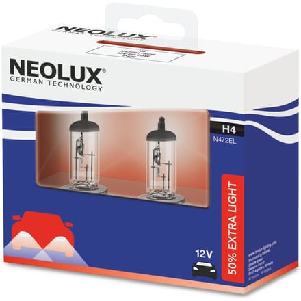 Lamp Halogeen NEOLUX H4 Extra Light + 50% 12V/60/55W, 2 Stuk