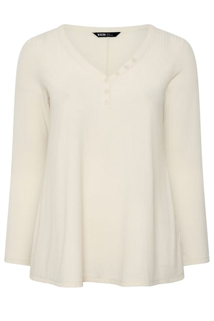 Yours Crèmekleurige Henleyswingtop Size 42