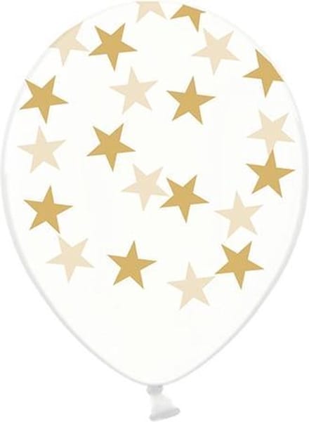 Partydeco - Ballonnen Clear Met Gouden Ster (10 stuks)