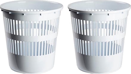 Plasticforte Afvalbak/vuilnisbak/kantoor prullenbak - 2x stuks - plastic - wit - 30 cm