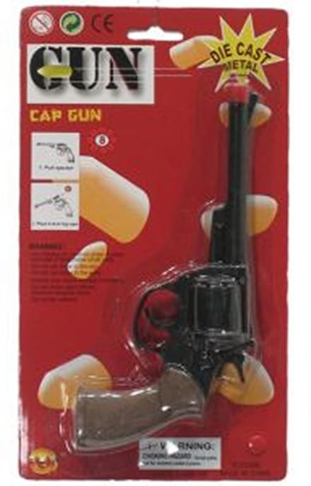 Cowboy speelgoed revolver/pistool - 8 schots plaffertjes - metaal