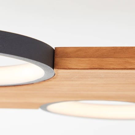 Brilliant LED plafondlamp Cheesy van hout, 4-lamps