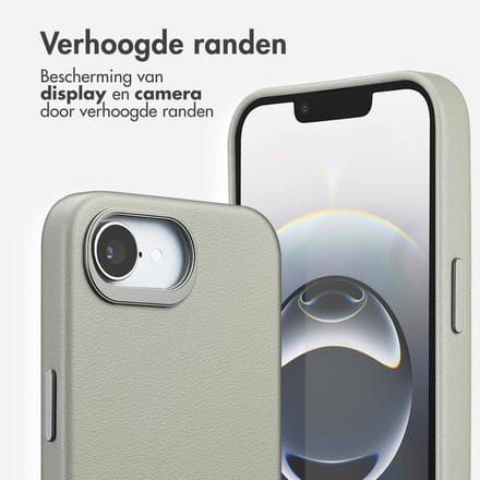 Accezz Hoesje - Geschikt voor iPhone 17e / 16e - geschikt voor MagSafe Leather Backcover - Light Grey