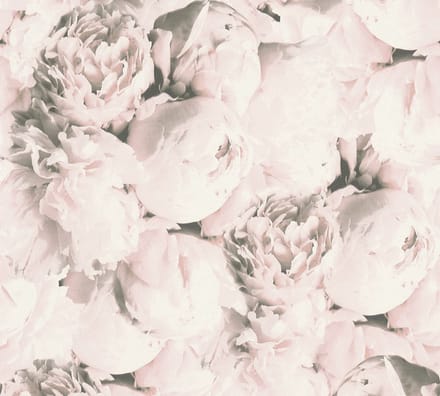 CREME MET ROZE PIOENROZEN BEHANG - AS Creation AS Neue Bude 2.0 editie 2