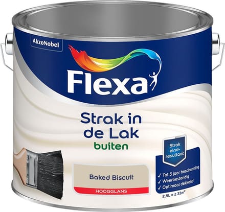 Flexa - Strak In De Lak Buitenlak Hoogglans - Baked Biscuit - Mengverf - 2,5 L