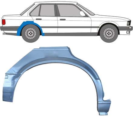 Reparatiepaneel achterspatbord voor BMW 3 E30 1982-1987 / Rechts