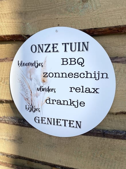Creaties van Hier - Tuinbord - Wandbord - Muurcirkel - Dibond - 30 cm - moederdag cadeautje