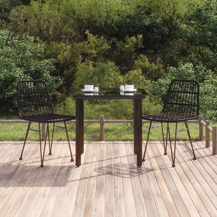 vidaXL - 3-delige - Tuinset - poly - rattan - zwart