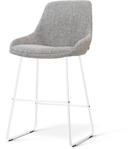 Nolon Nino-Isa Barkruk Grijs Blend - Wit Onderstel - 65 Cm - Barstoel - Stoffen - Modern