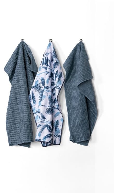 Keukenhanddoek ESSENTIAL, microfiber 40x60cm, SET/3, stone blue